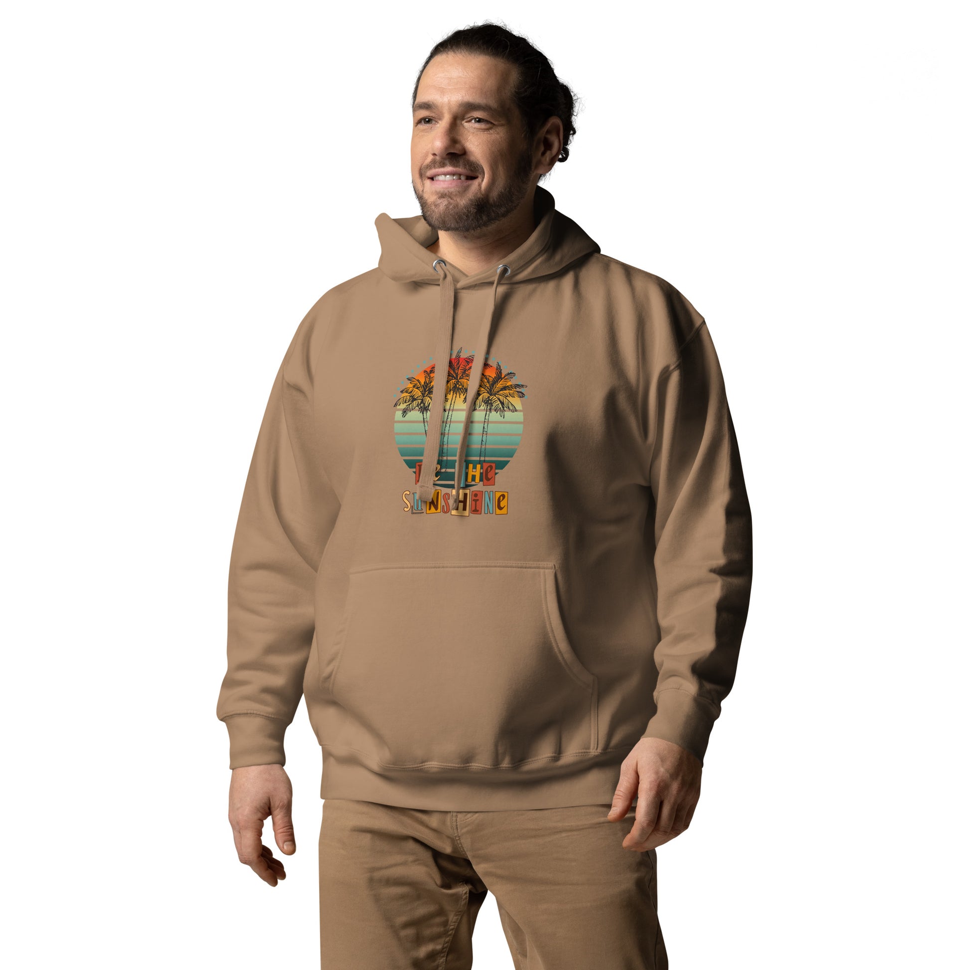 Image 35 of Purple Solara Hoodie, size 2XL, with Be the Sunshine artwork visible in front view, left-side angle.