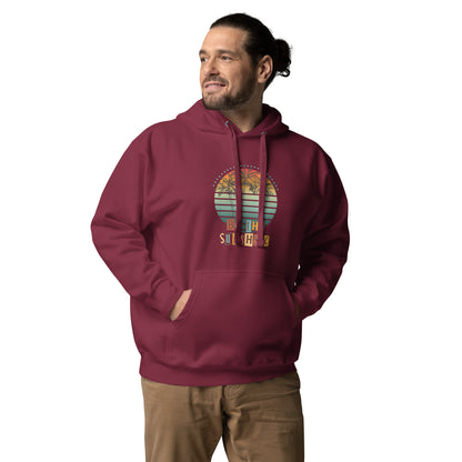 Solara Hoodie image 7 in Navy Blazer, size M, showing front view for the Be the Sunshine design.