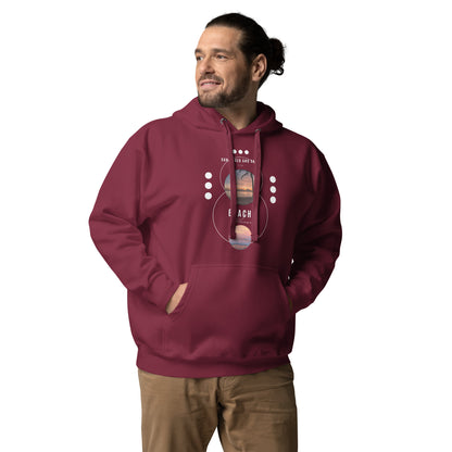 Coastline Attitude Hoodie - Left Placement by R.A. Apparel, image 13, front view, Maroon, size S, left placement.