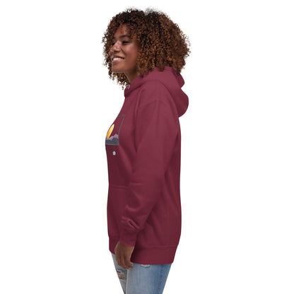 Avenor Hoodie image 11 in Maroon, size S, showing front view, left-side angle for the The View Awaits design.