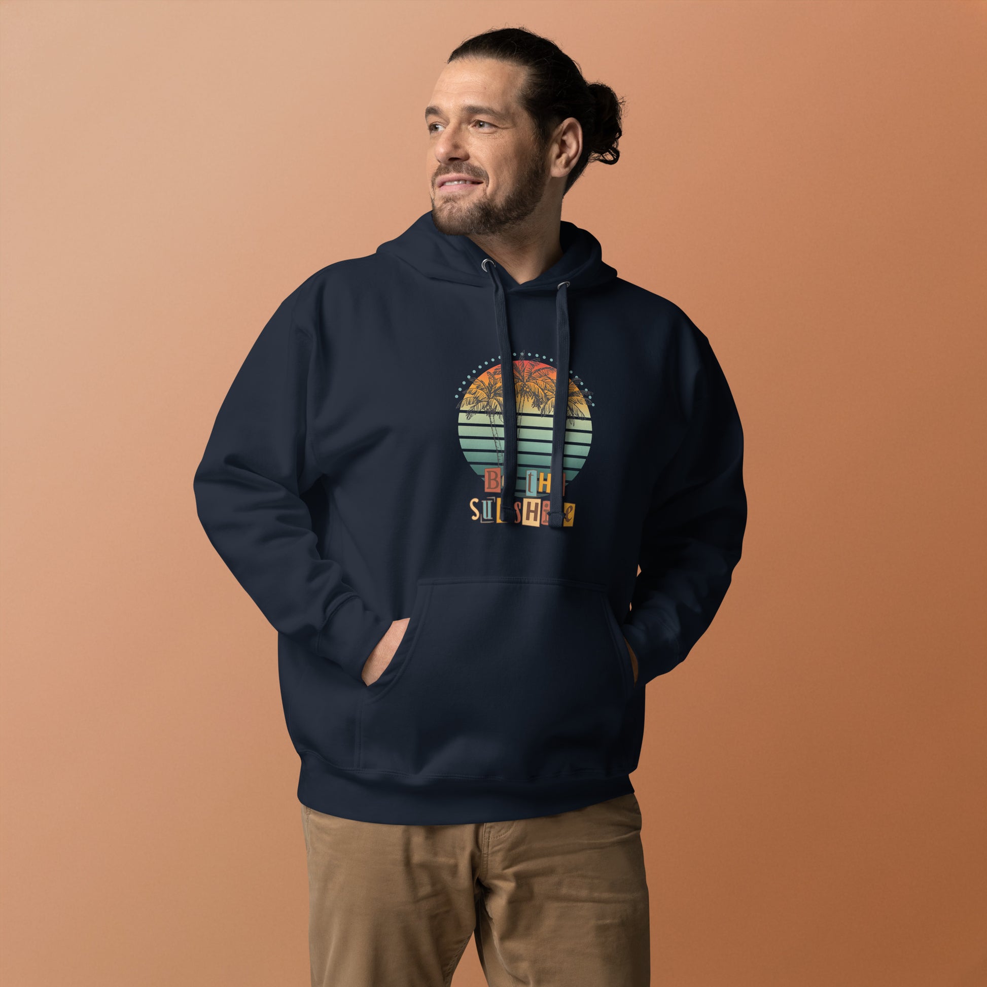 Solara Hoodie by R.A. Apparel, image 6, front view, Navy Blazer, size S, design placement.