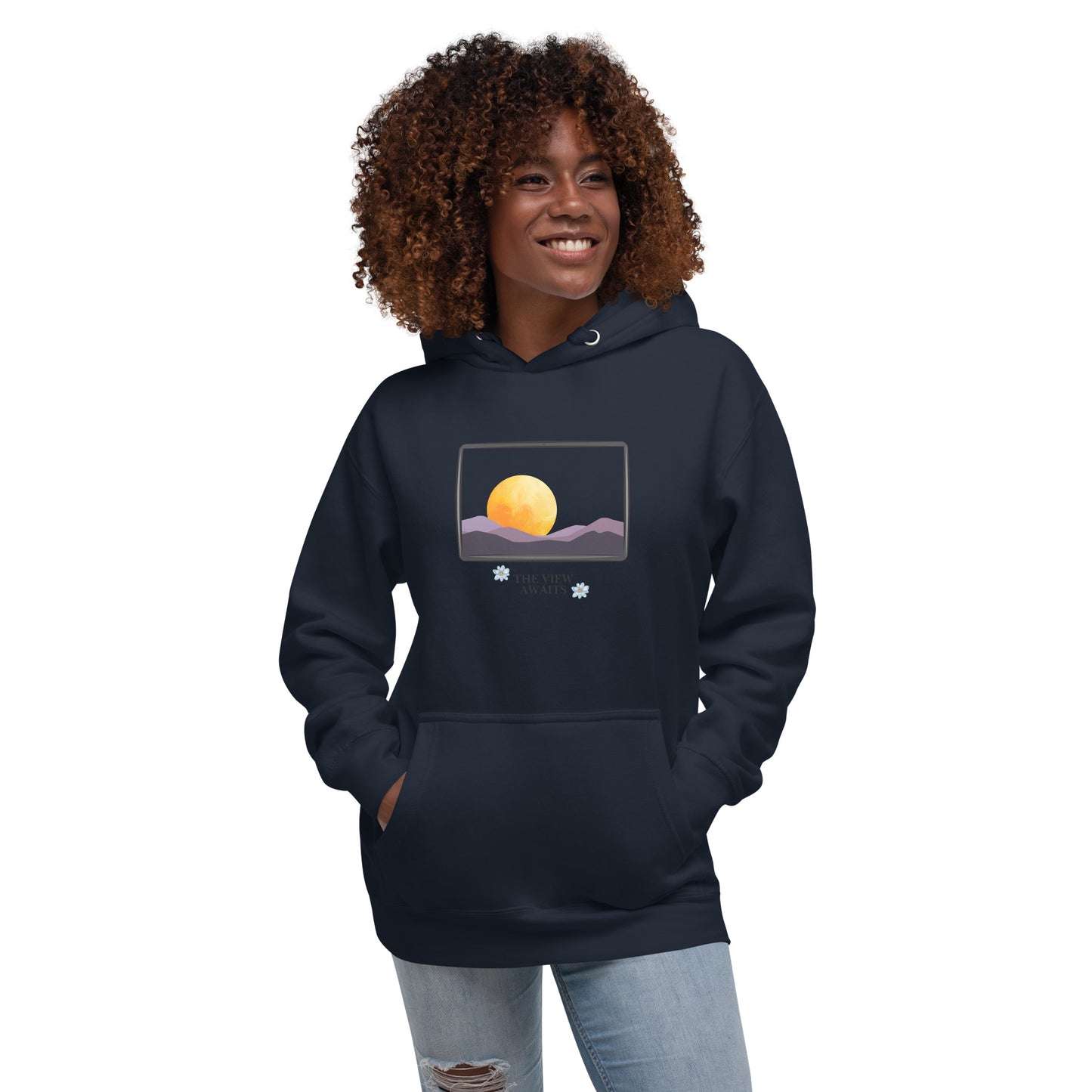 Image 5 of Black Avenor Hoodie, size 2XL, with The View Awaits artwork visible in front view.