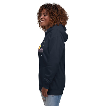 Avenor Hoodie product image 7 in Navy Blazer, size M, with front view, left-side angle and design placement.