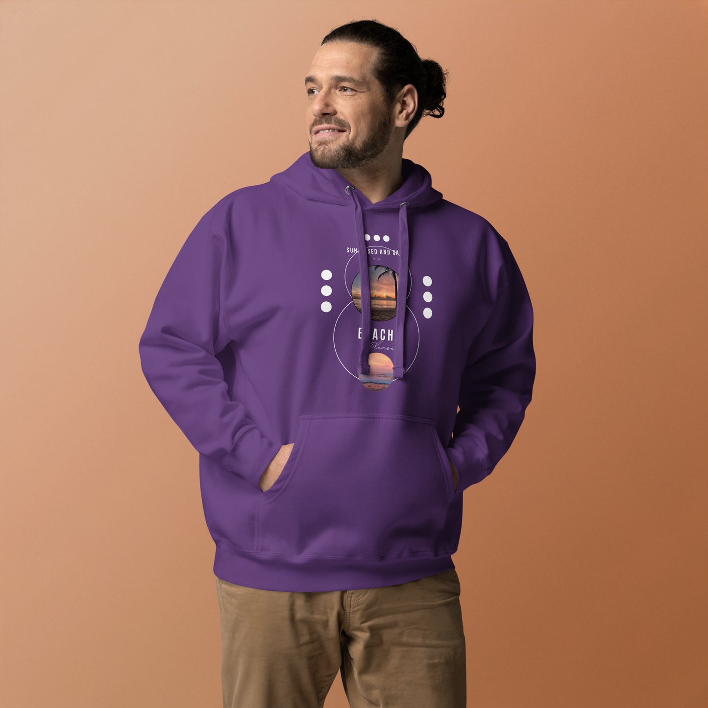 Coastline Attitude Hoodie - Left Placement image 30: Vintage Black version, size 3XL with front view of the Beach Please range.
