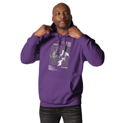 Equinoxe Hoodie image 13 in Maroon, size L, showing front view for the Ying and Yang design.