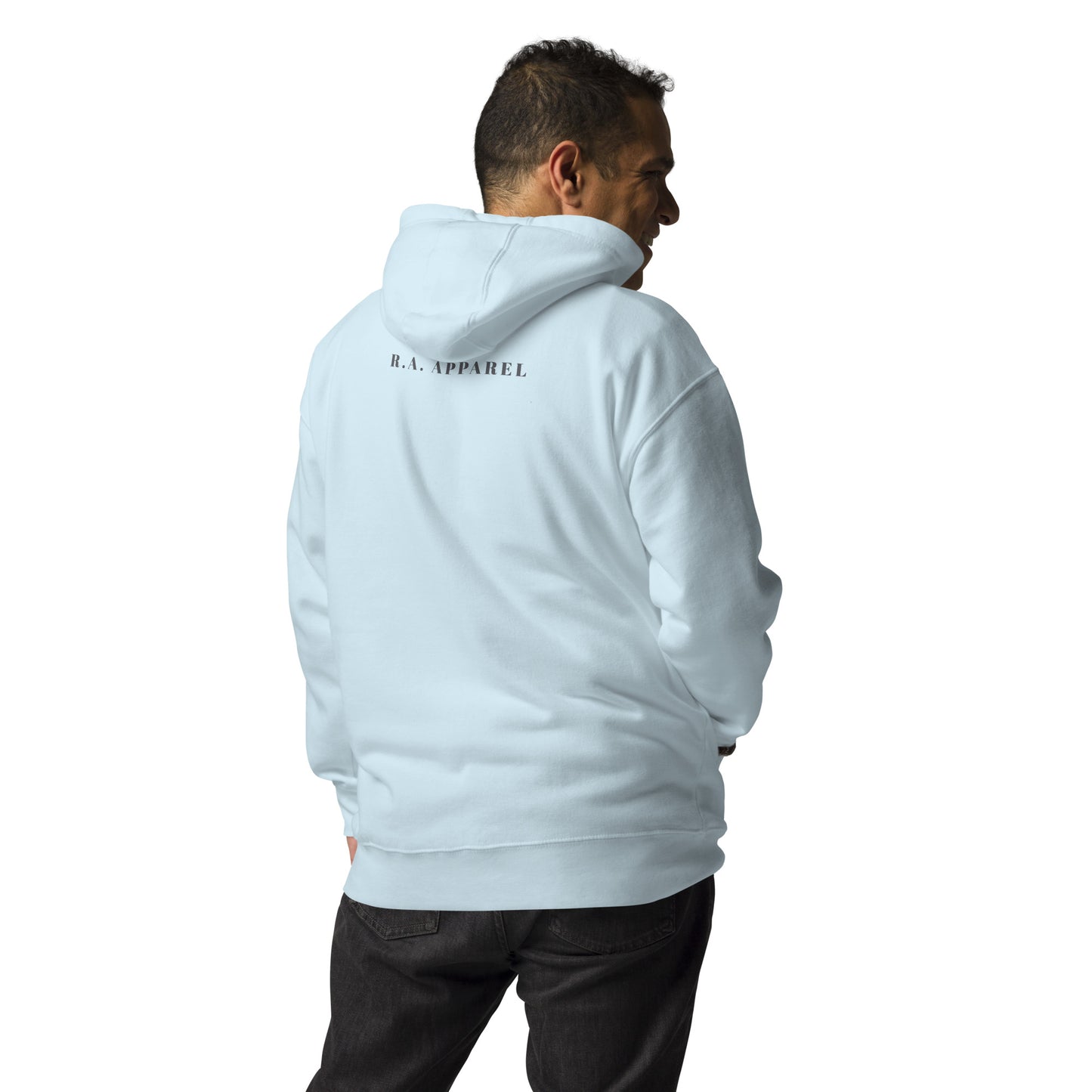 Tokyo Signal Hoodie - Left Placement product image 20 in Charcoal Heather, size M, with back view and left placement.