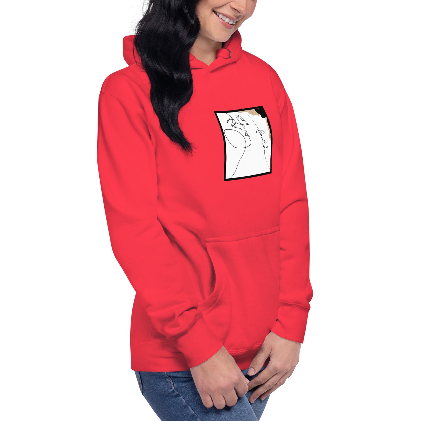 Faithline Hoodie - Left Placement image 83: Bone version, size 2XL with front view, right-side angle of the Faith range.