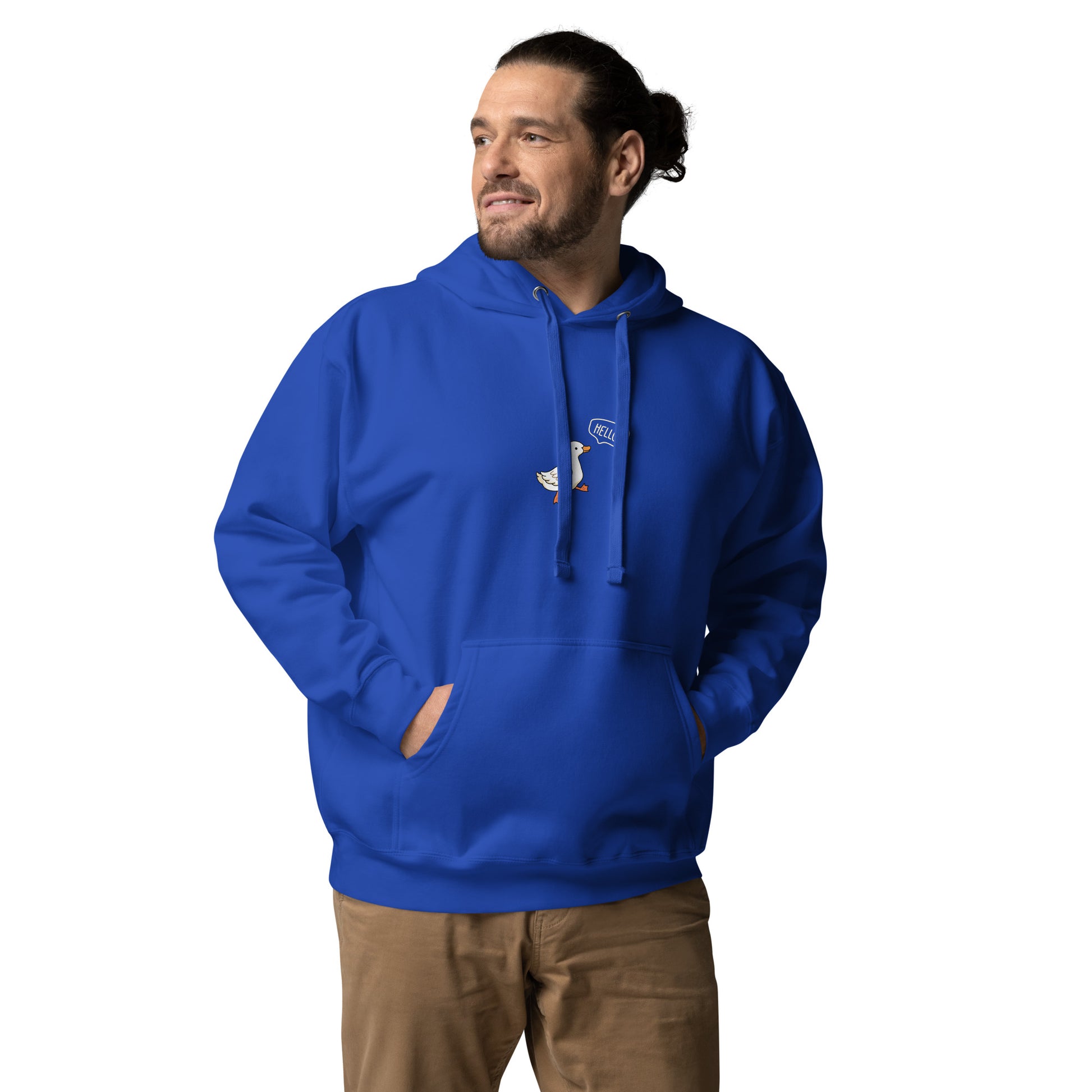 Quacksy Hoodie product image 16 in Charcoal Heather, size S, with front view and design placement.