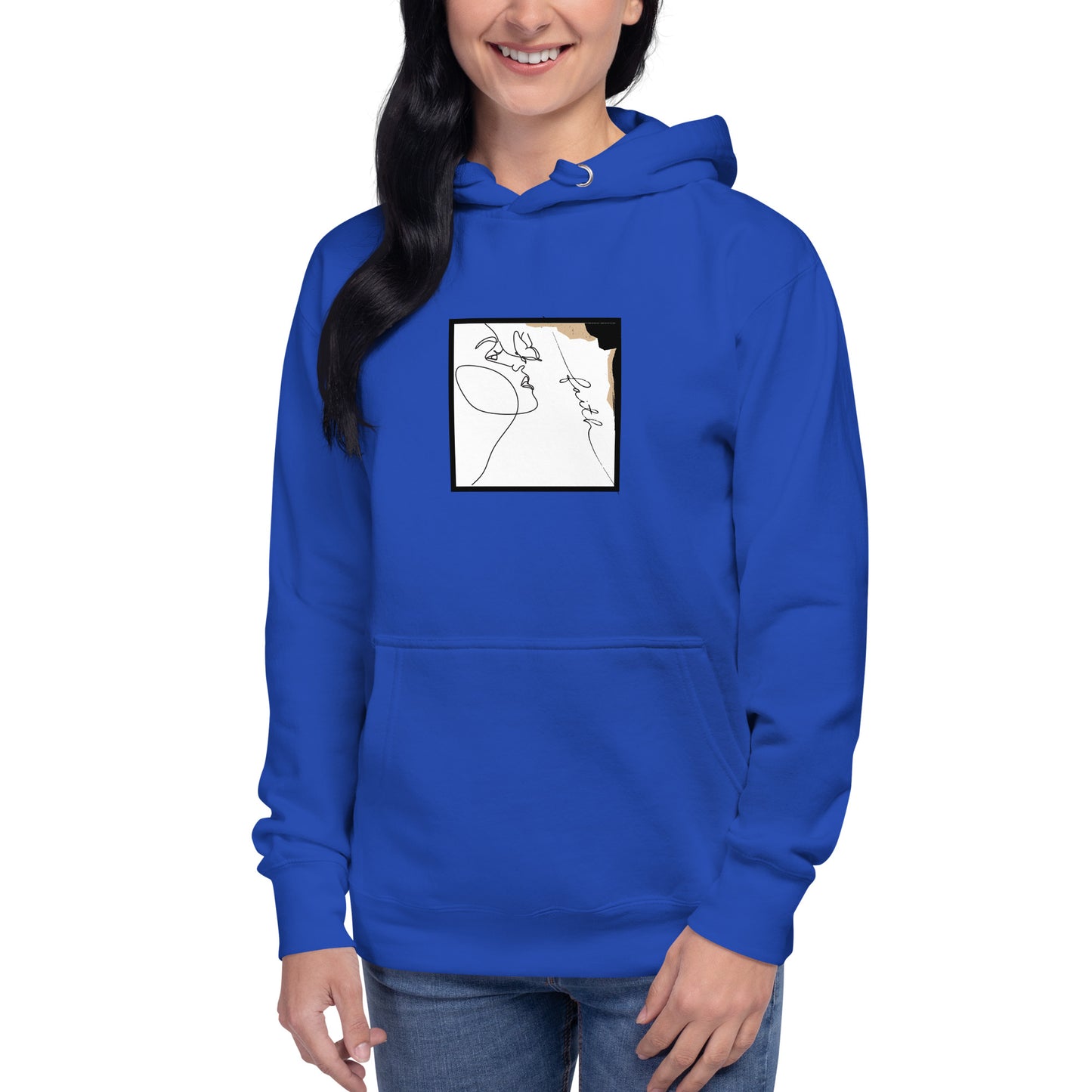 Image 49 of Military Green Faithline Hoodie - Left Placement, size S, with Faith artwork visible in front view.