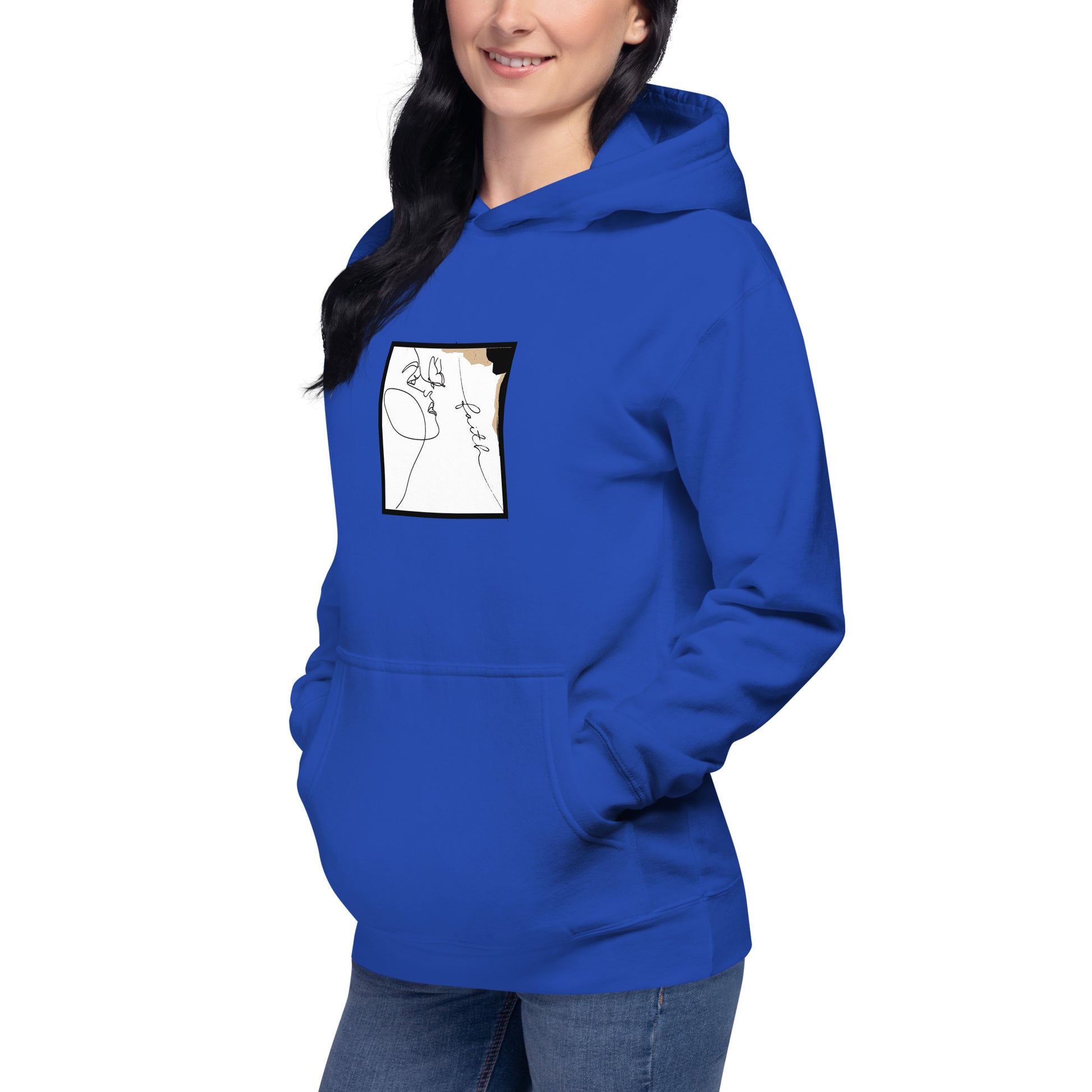 Faithline Hoodie - Left Placement image 52 in Military Green, size XL, showing front view, left-side angle for the Faith design.