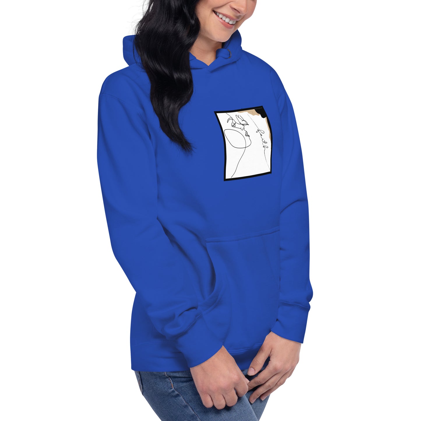 Faithline Hoodie - Left Placement image 54: Military Green version, size 3XL with front view, right-side angle of the Faith range.