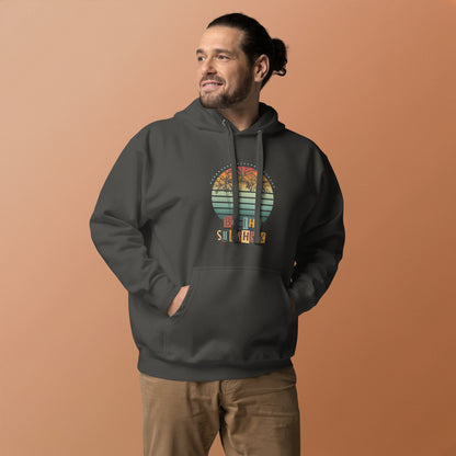 Solara Hoodie image 15: Maroon version, size 2XL with front view of the Be the Sunshine range.