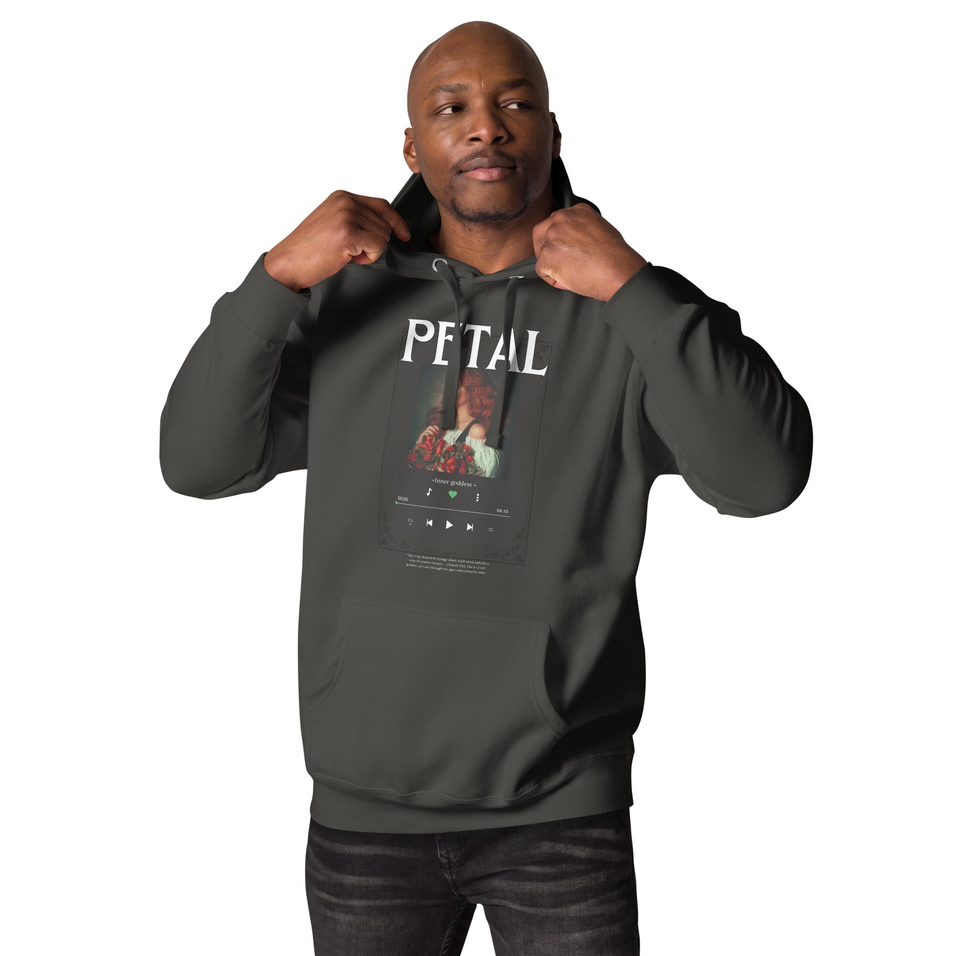 Image 9 of Navy Blazer Petaline Hoodie, size XL, with Petal artwork visible in front view.