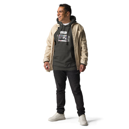 Tokyo Signal Hoodie - Left Placement image 23: Charcoal Heather version, size 2XL with front view of the Tokyo range.