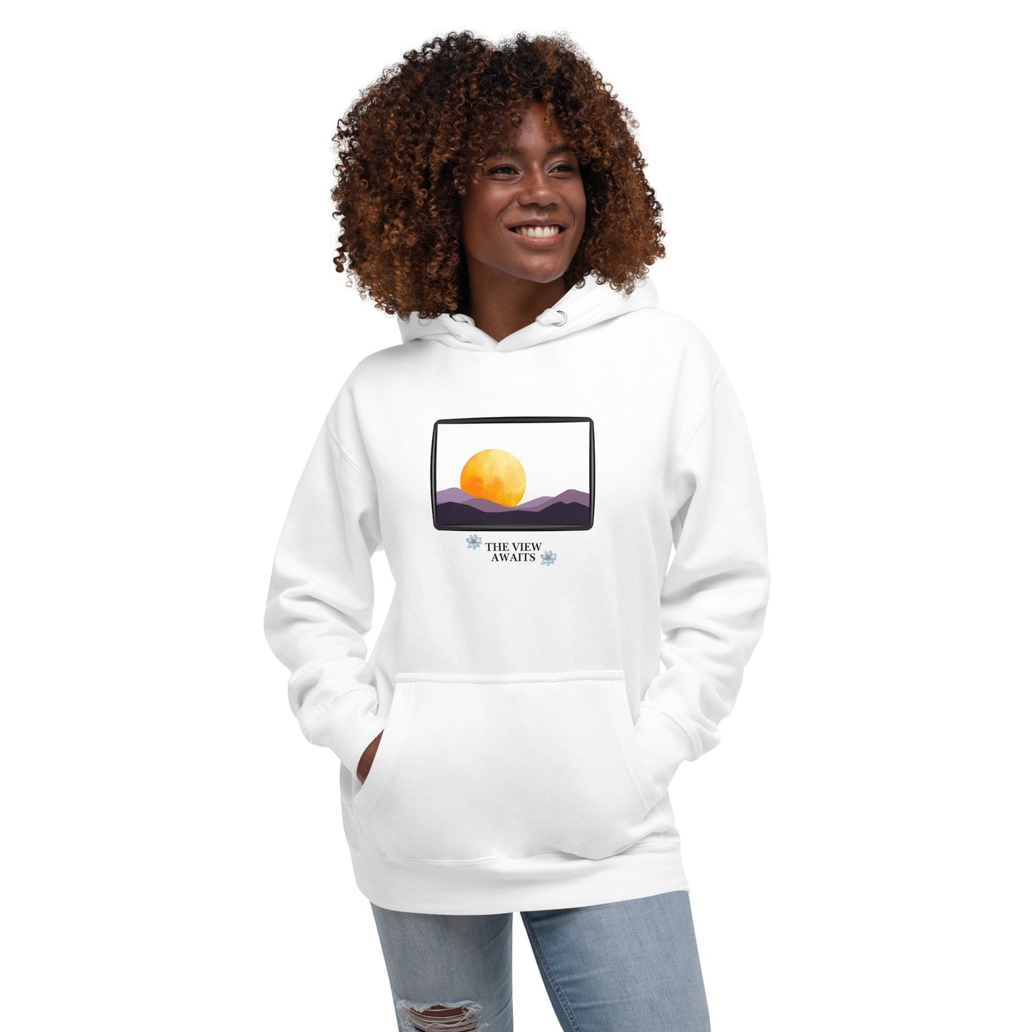 Avenor Hoodie image 77 in Light Pink, size M, showing front view for the The View Awaits design.