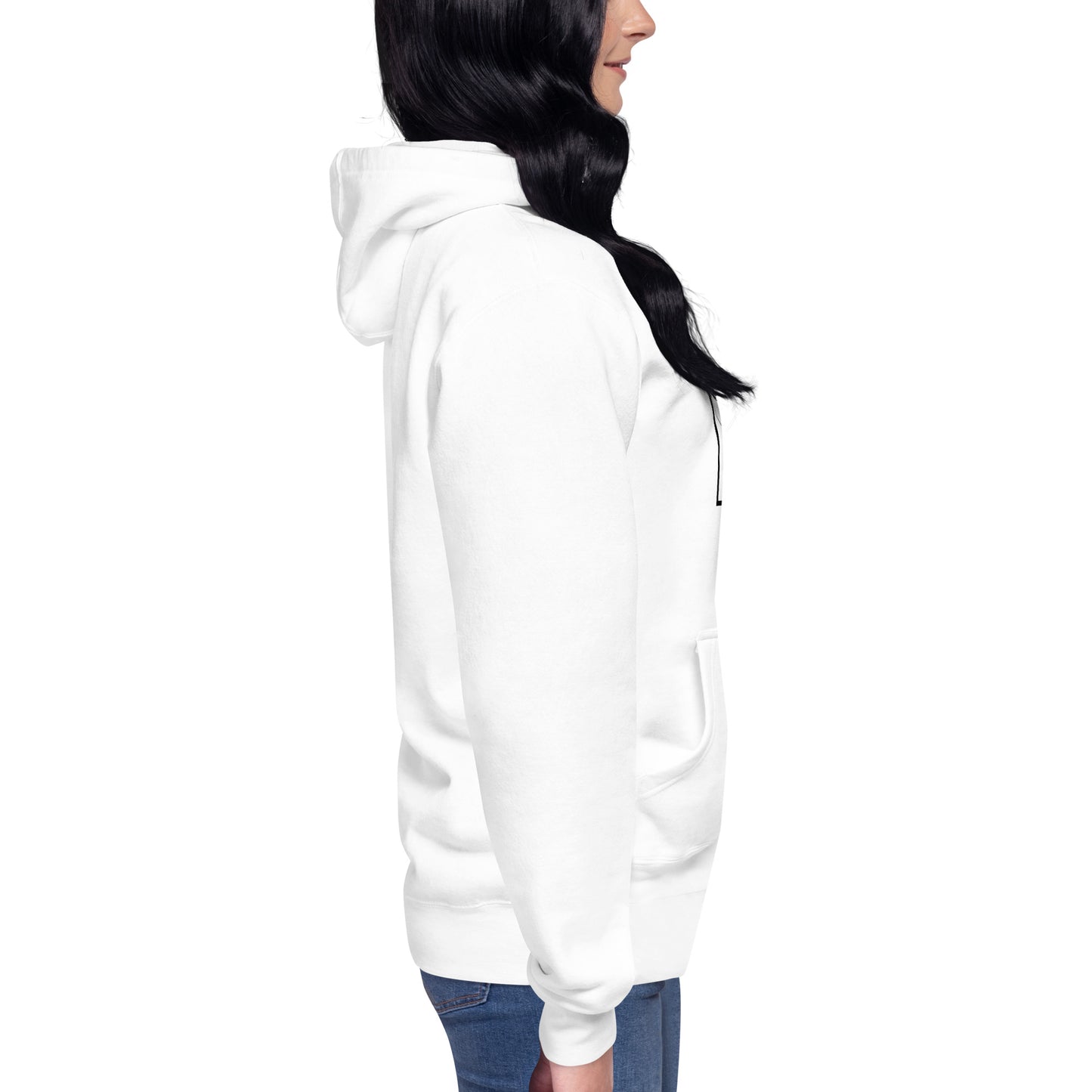Faithline Hoodie - Left Placement by R.A. Apparel, image 5, right-side angle, Black, size 2XL, left placement.