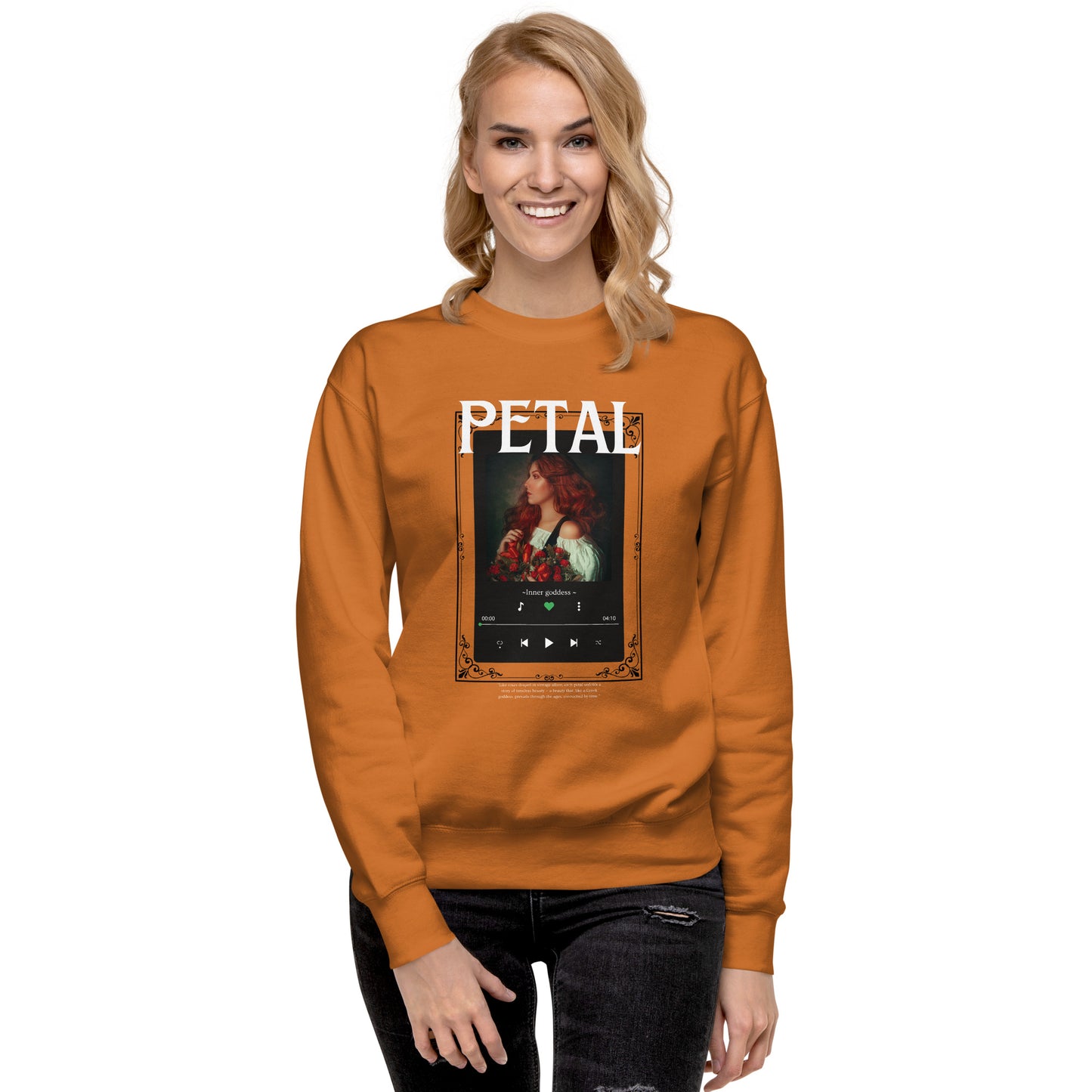 Image 59 of Khaki Petaline Sweatshirt, size XL, with Petal artwork visible in front view.