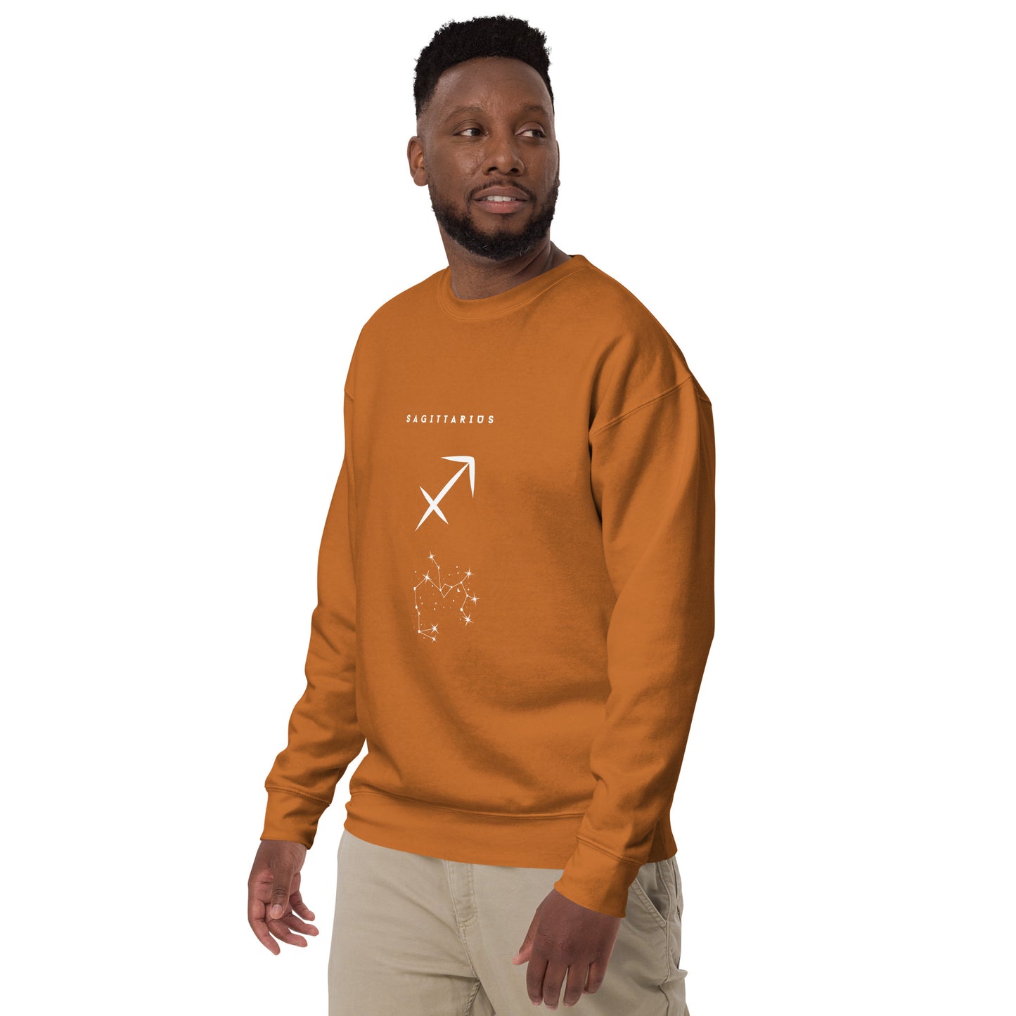 Image 35 of Adobe Arrowborne Sweatshirt - Left Placement, size L, with Sagittarius artwork visible in front view, left-side angle.
