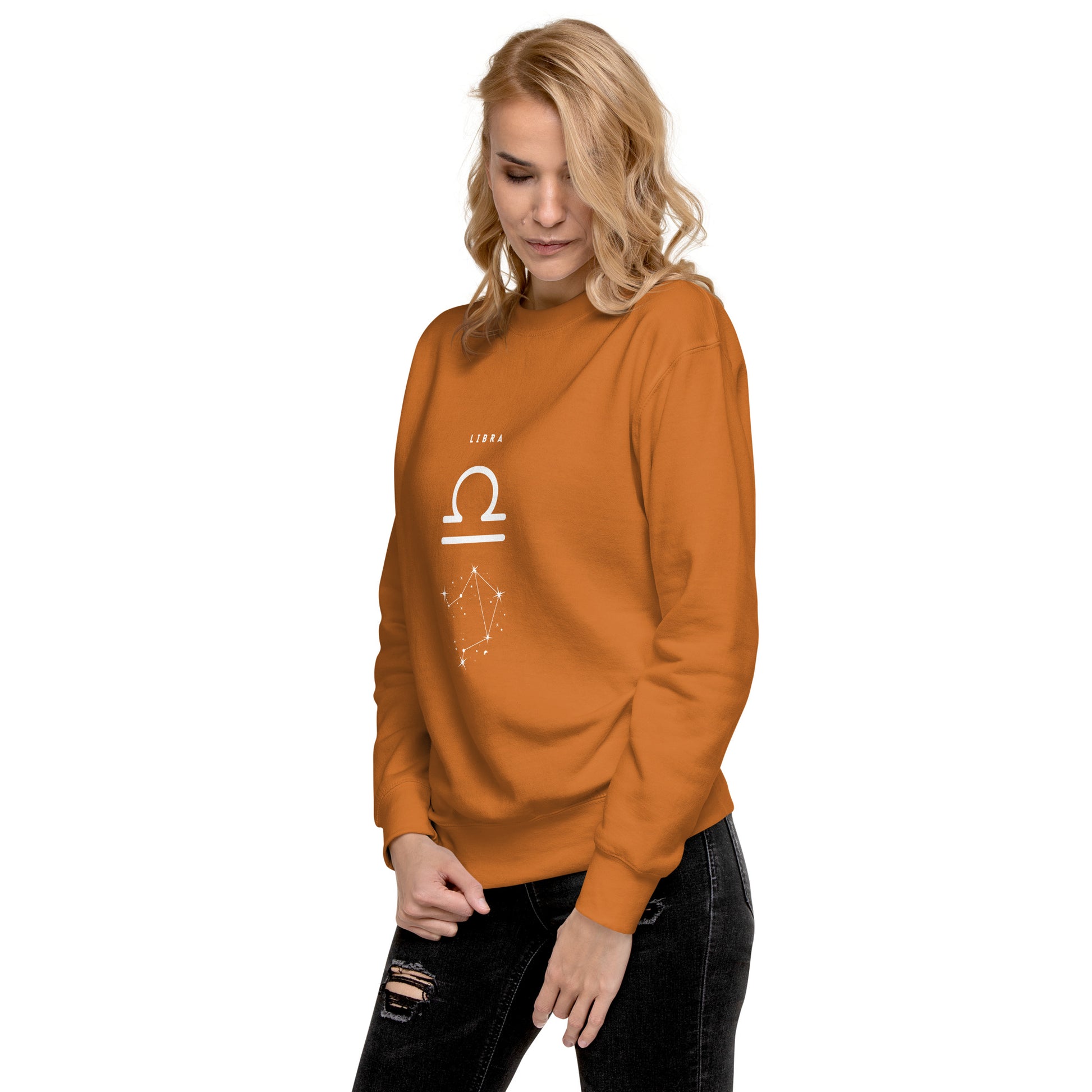 Balance Court Sweatshirt - Left Placement image 61 in Agave, size S, showing front view, left-side angle for the Libra design.