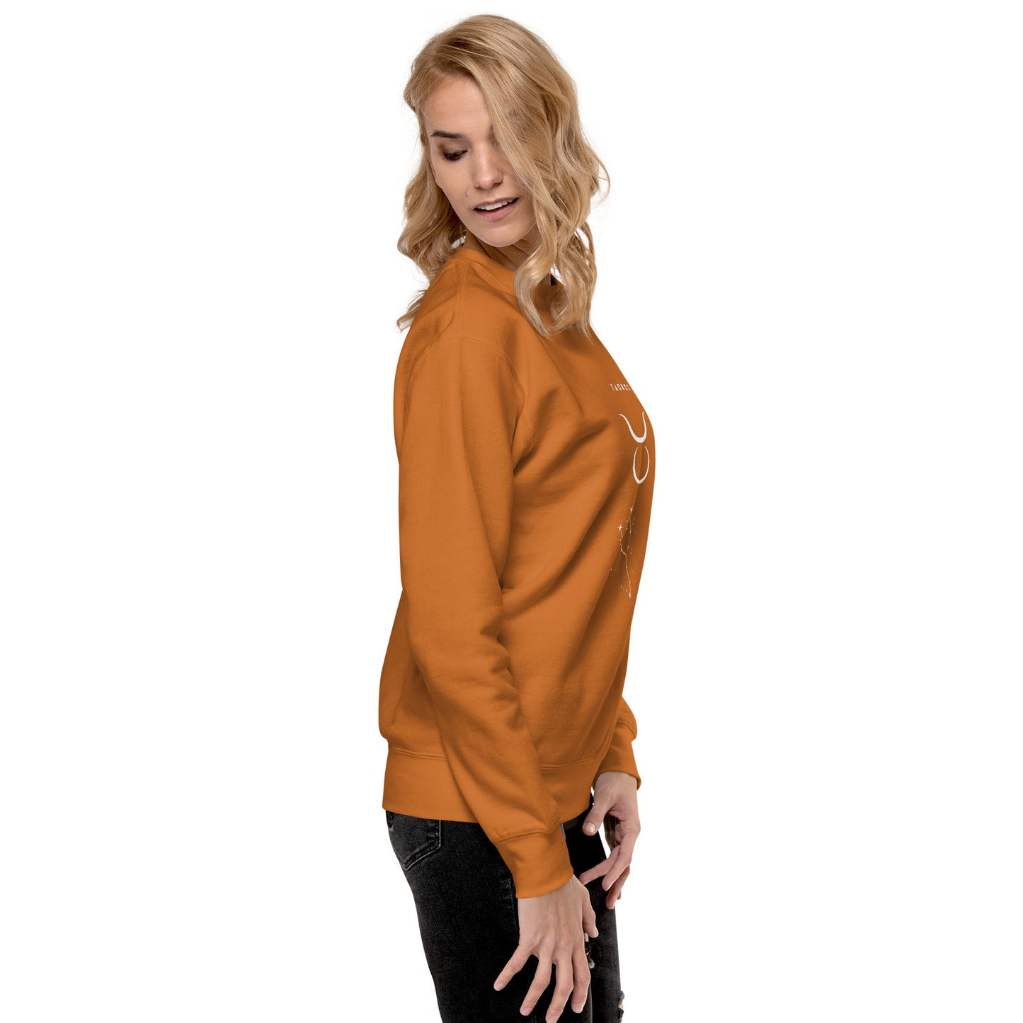 Bullborne Sweatshirt - Left Placement image 62: Lavender version, size M with right-side angle of the Taurus range.