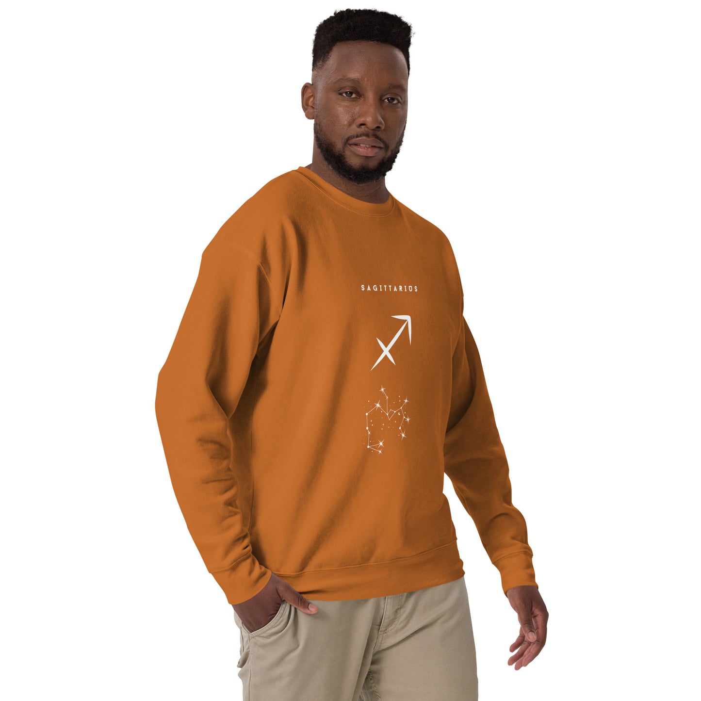Arrowborne Sweatshirt - Left Placement by R.A. Apparel, image 36, front view, right-side angle, Adobe, size XL, left placement.