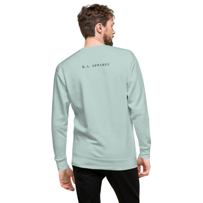Solara Sweatshirt by R.A. Apparel, image 82, back view, Bone, size M, design placement.