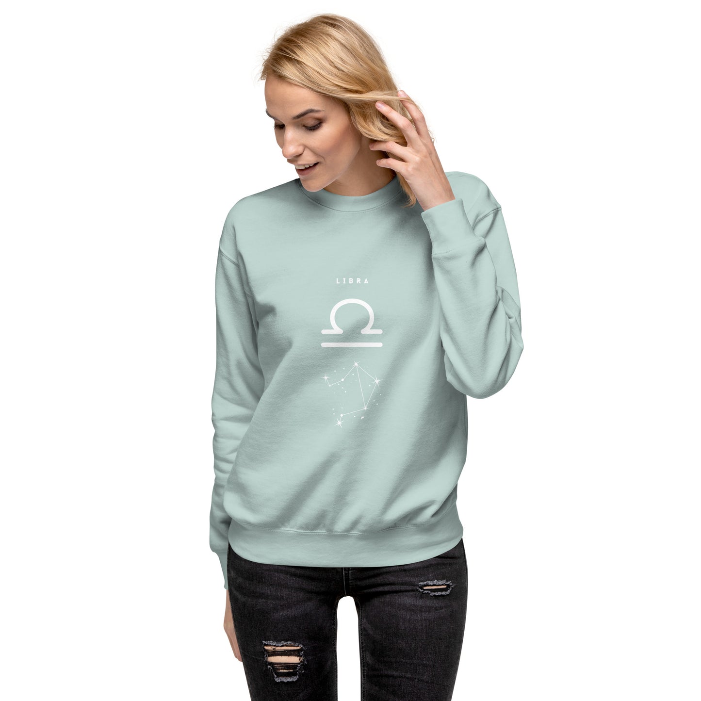 Balance Court Sweatshirt - Left Placement image 85 in White, size 2XL, showing front view for the Libra design.