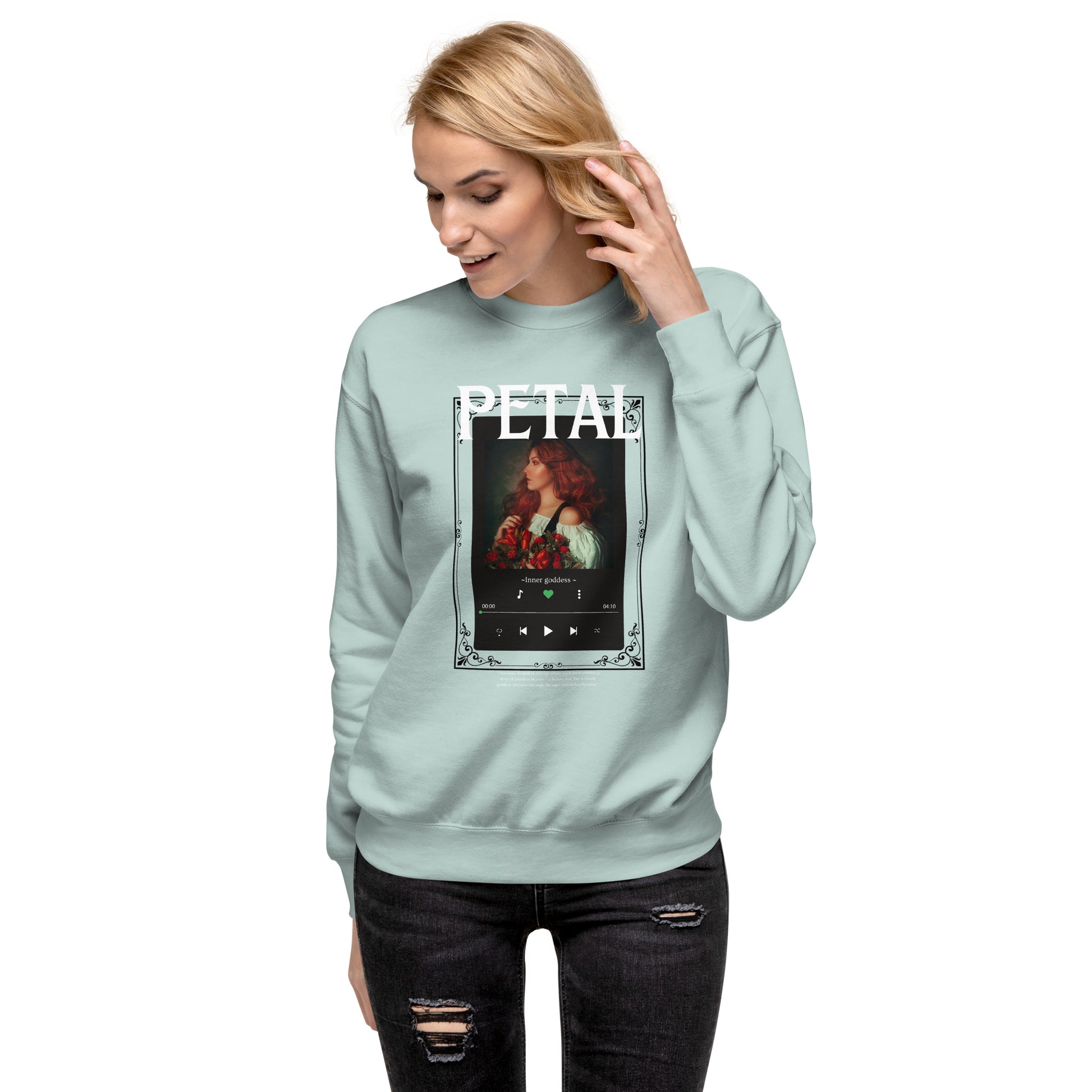Petaline Sweatshirt product image 92 in White, size M, with front view and design placement.