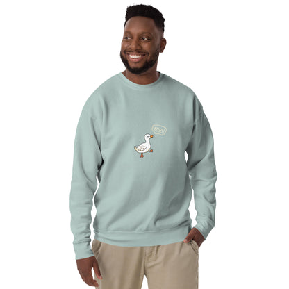 Image 53 of Dusty Rose Quacksy Sweatshirt, size L, with Hello Duck artwork visible in front view.