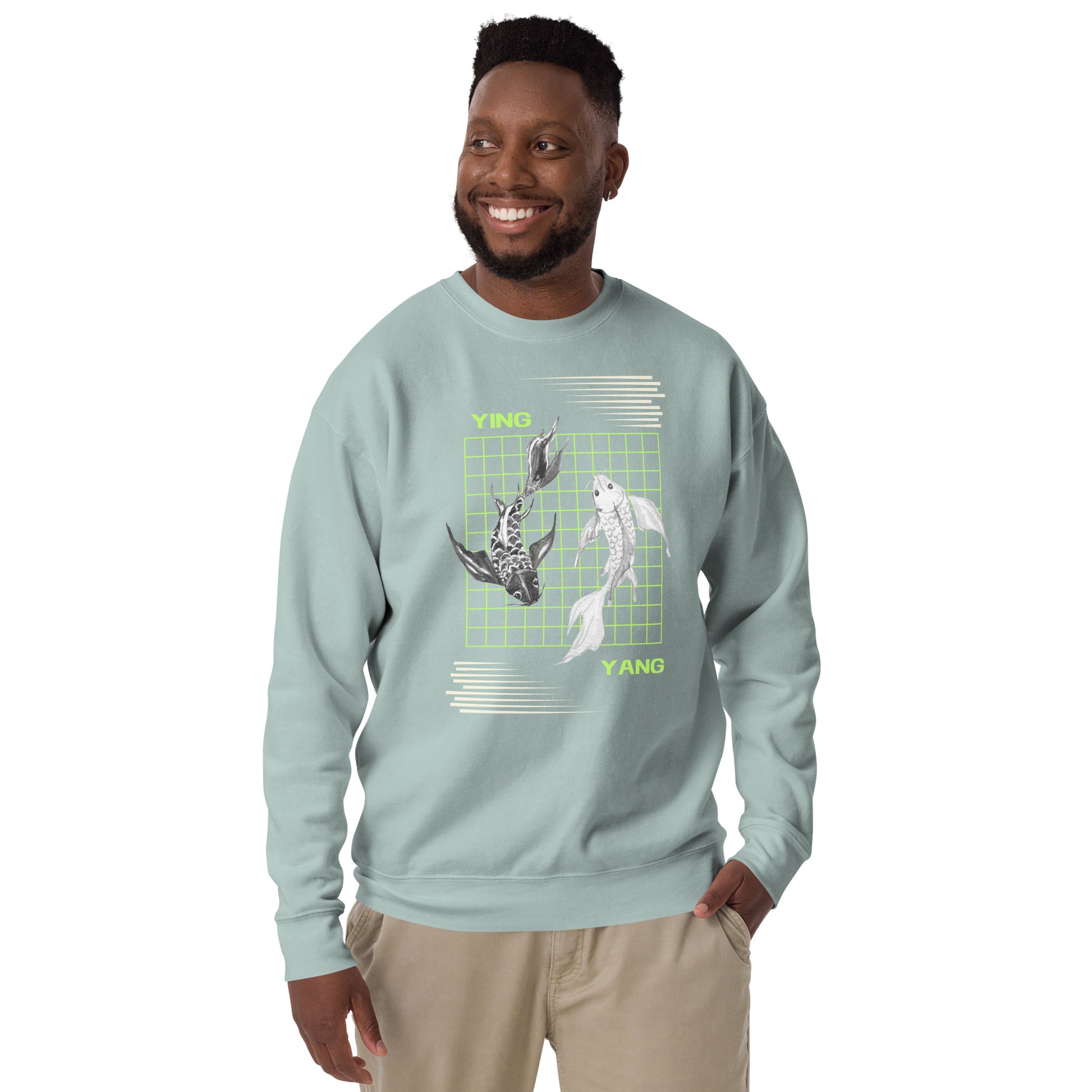 Image 53 of Dusty Rose Equinoxe Sweatshirt, size L, with Ying and Yang artwork visible in front view.