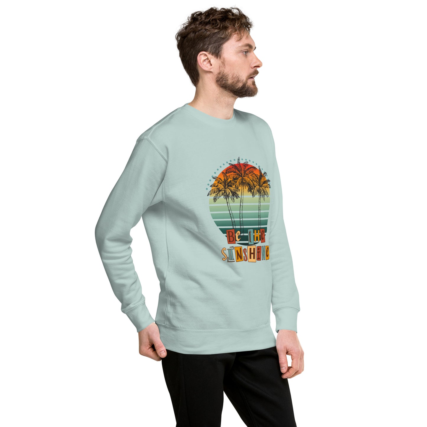 Solara Sweatshirt by R.A. Apparel, image 84, front view, right-side angle, Bone, size XL, design placement.