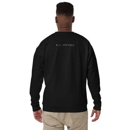 Noir Edge Sweatshirt - Left Placement by R.A. Apparel, image 12, back view, Navy Blazer, size 3XL, left placement.