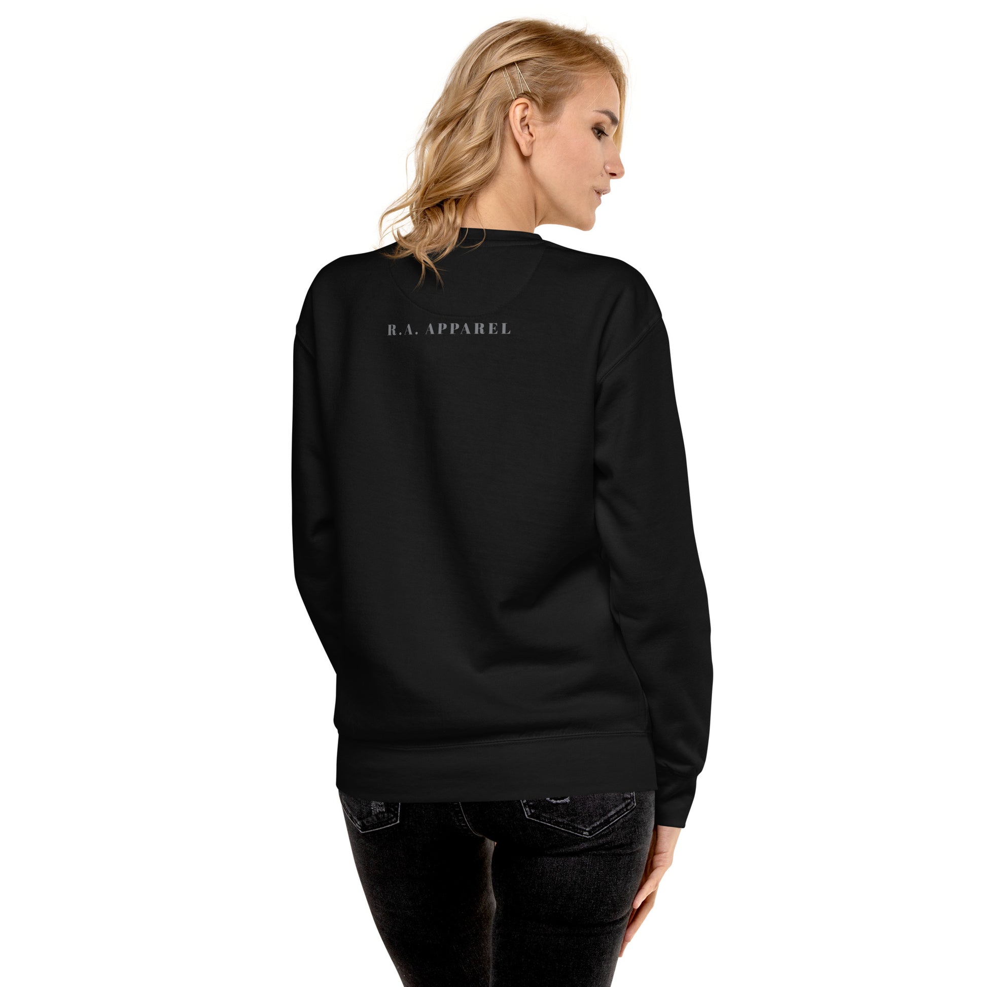 Exhale Sweatshirt - Left Placement image 21: Team Royal version, size L with back view of the Breathe in and Breathe Out range.