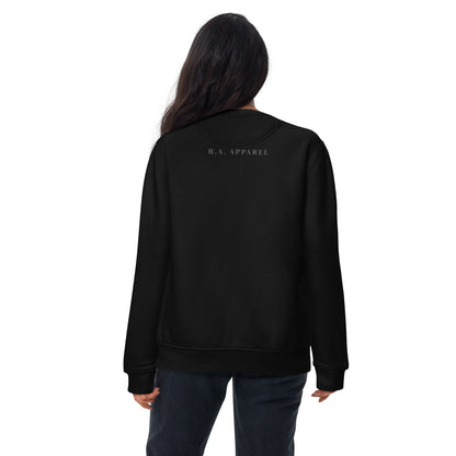 Tideborn Sweatshirt - Left Placement image 2 in Black, size M, showing back view for the Pisces design.