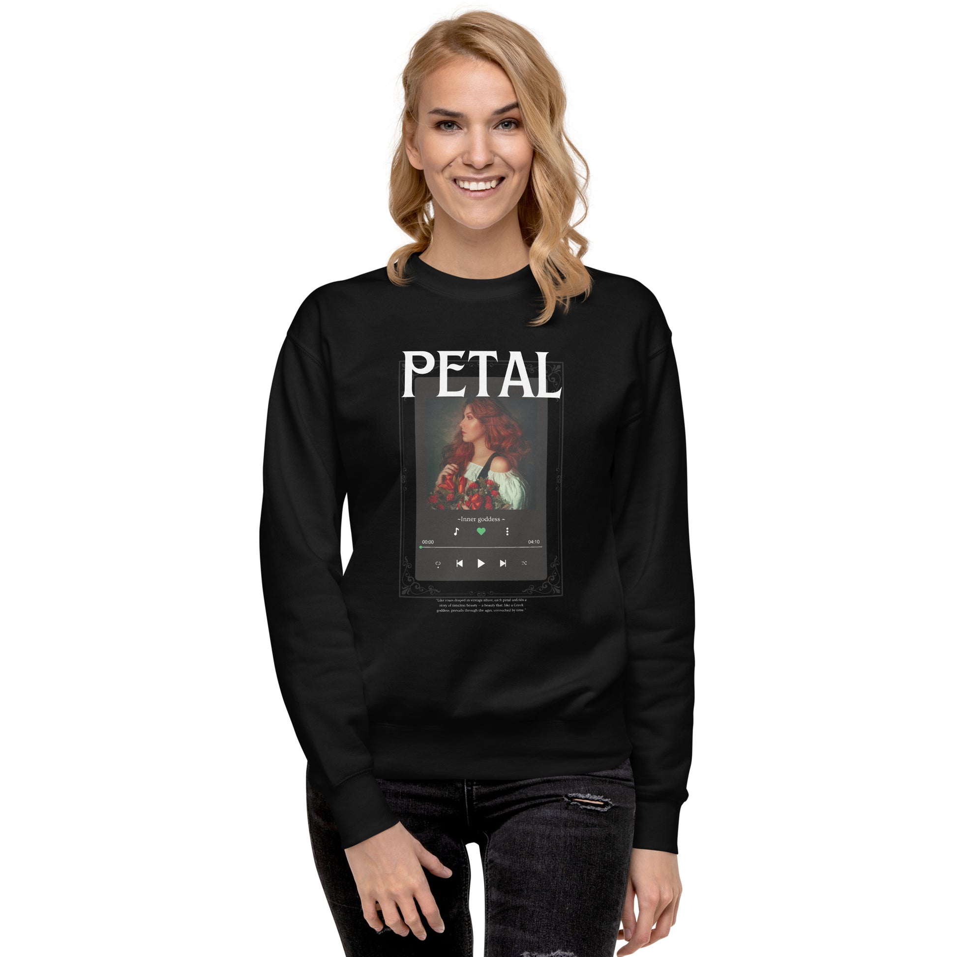 Petaline Sweatshirt image 3: Black version, size L with front view of the Petal range.