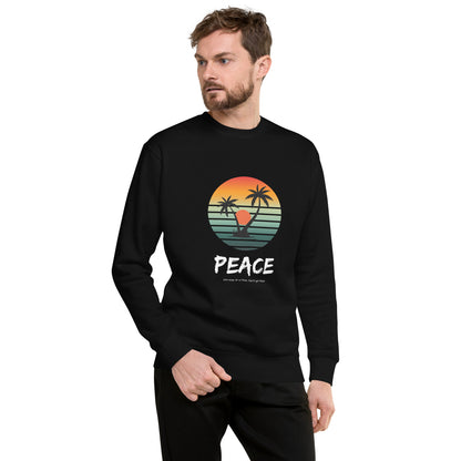 Image 1 of Black Quiet Peace Sweatshirt - Left Placement, size S, with Peace artwork visible in front view.