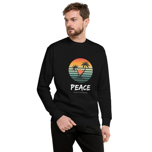 Image 1 of Black Quiet Peace Sweatshirt - Left Placement, size S, with Peace artwork visible in front view.