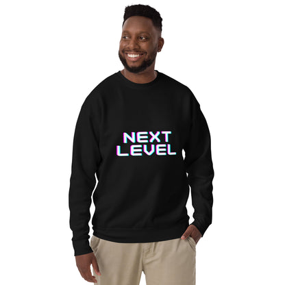 Image 9 of Navy Blazer Ascender Sweatshirt - Left Placement, size L, with Next Level artwork visible in front view.