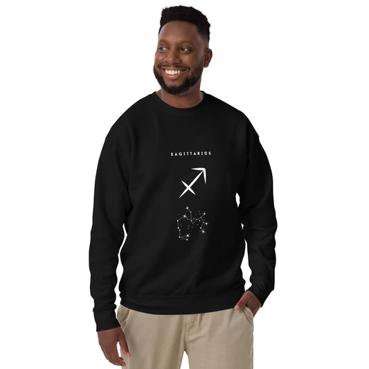 Arrowborne Sweatshirt - Left Placement image 1 in Black, size S, showing front view for the Sagittarius design.