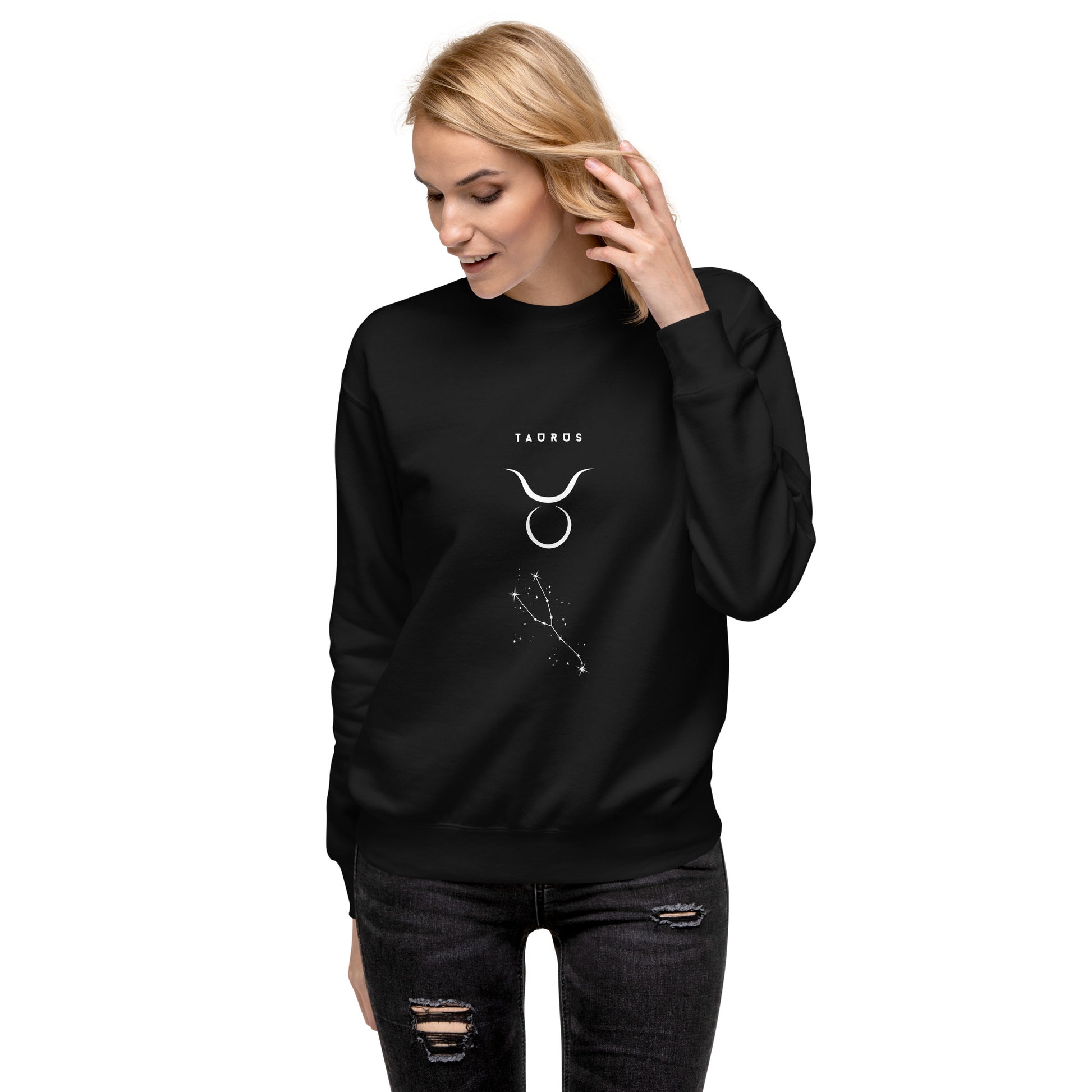 Bullborne Sweatshirt - Left Placement image 1 in Black, size S, showing front view for the Taurus design.