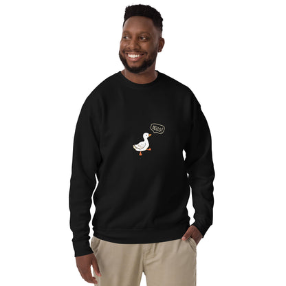 Quacksy Sweatshirt product image 2 in Black, size M, with front view and design placement.