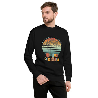 Image 1 of Black Solara Sweatshirt, size S, with Be the Sunshine artwork visible in front view.