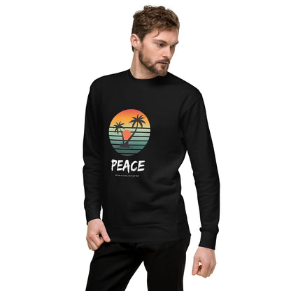Quiet Peace Sweatshirt - Left Placement product image 8 in Navy Blazer, size M, with front view, left-side angle and left placement.