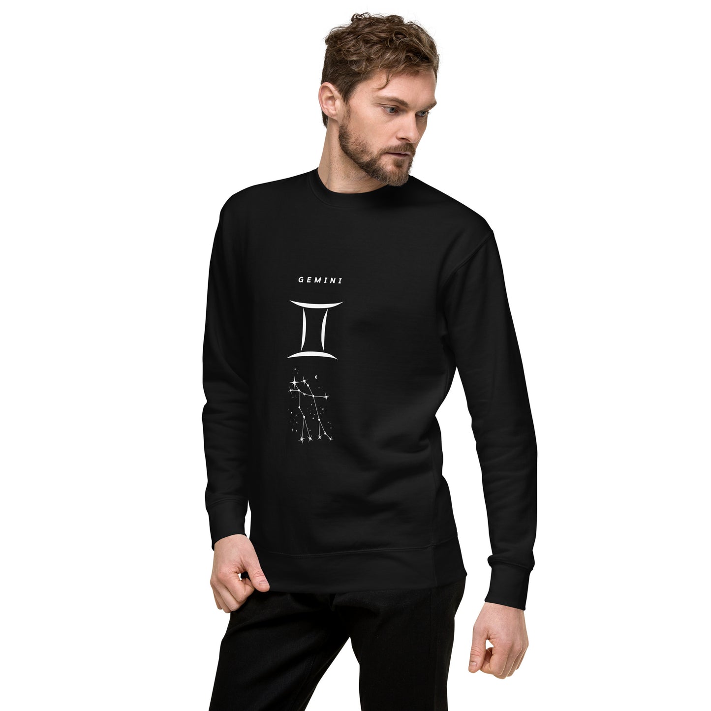 Twin Signal Sweatshirt - Left Placement image 4: Black version, size XL with front view, left-side angle of the Gemini range.