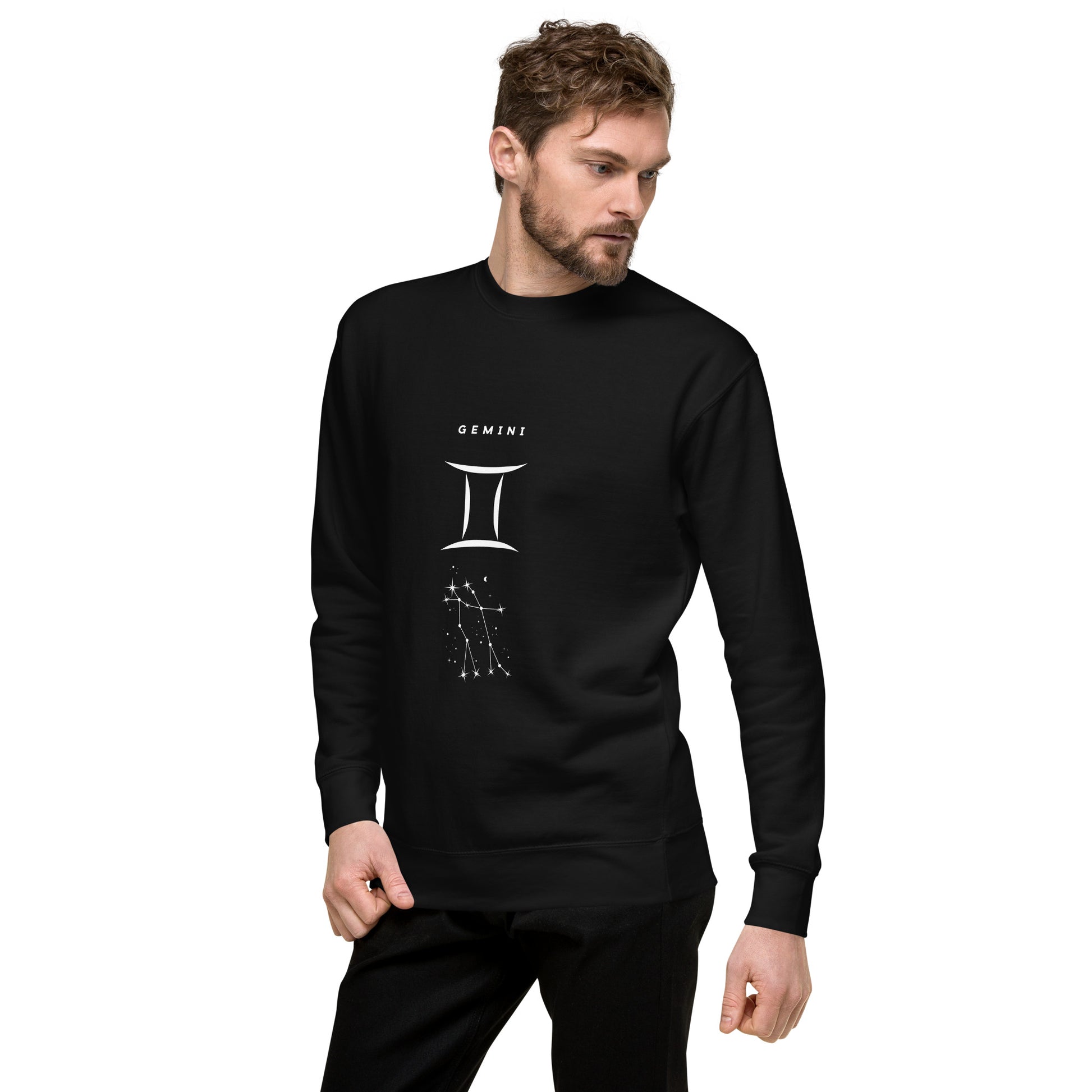 Twin Signal Sweatshirt - Left Placement image 4: Black version, size XL with front view, left-side angle of the Gemini range.