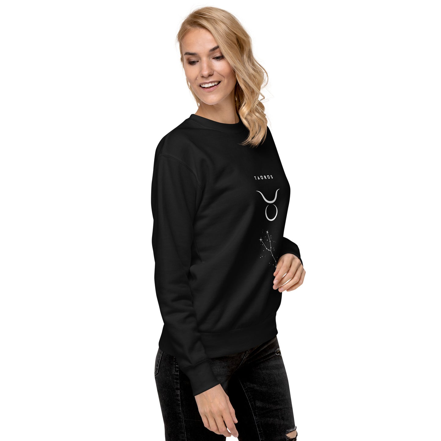 Bullborne Sweatshirt - Left Placement image 5 in Navy Blazer, size S, showing front view, right-side angle for the Taurus design.