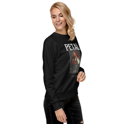 Petaline Sweatshirt by R.A. Apparel, image 5, front view, right-side angle, Black, size 2XL, design placement.