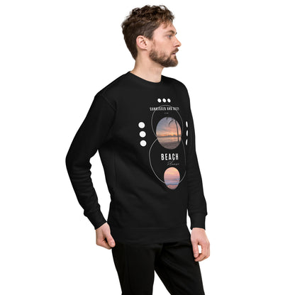 Coastline Attitude Sweatshirt - Left Placement image 18: Charcoal Heather version, size 3XL with front view, right-side angle of the Beach Please range.