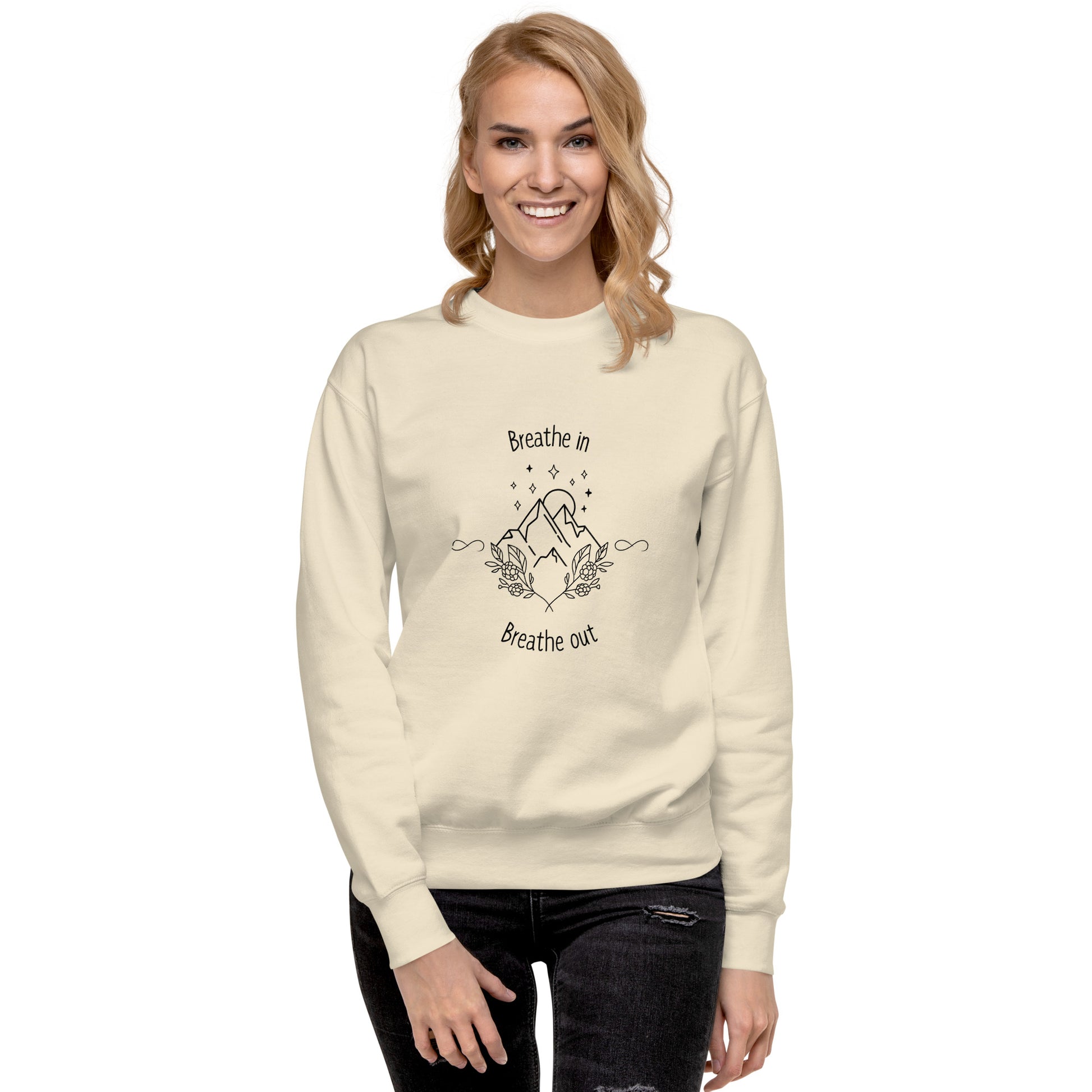 Image 58 of Bone Exhale Sweatshirt - Left Placement, size XL, with Breathe in and Breathe Out artwork visible in front view.