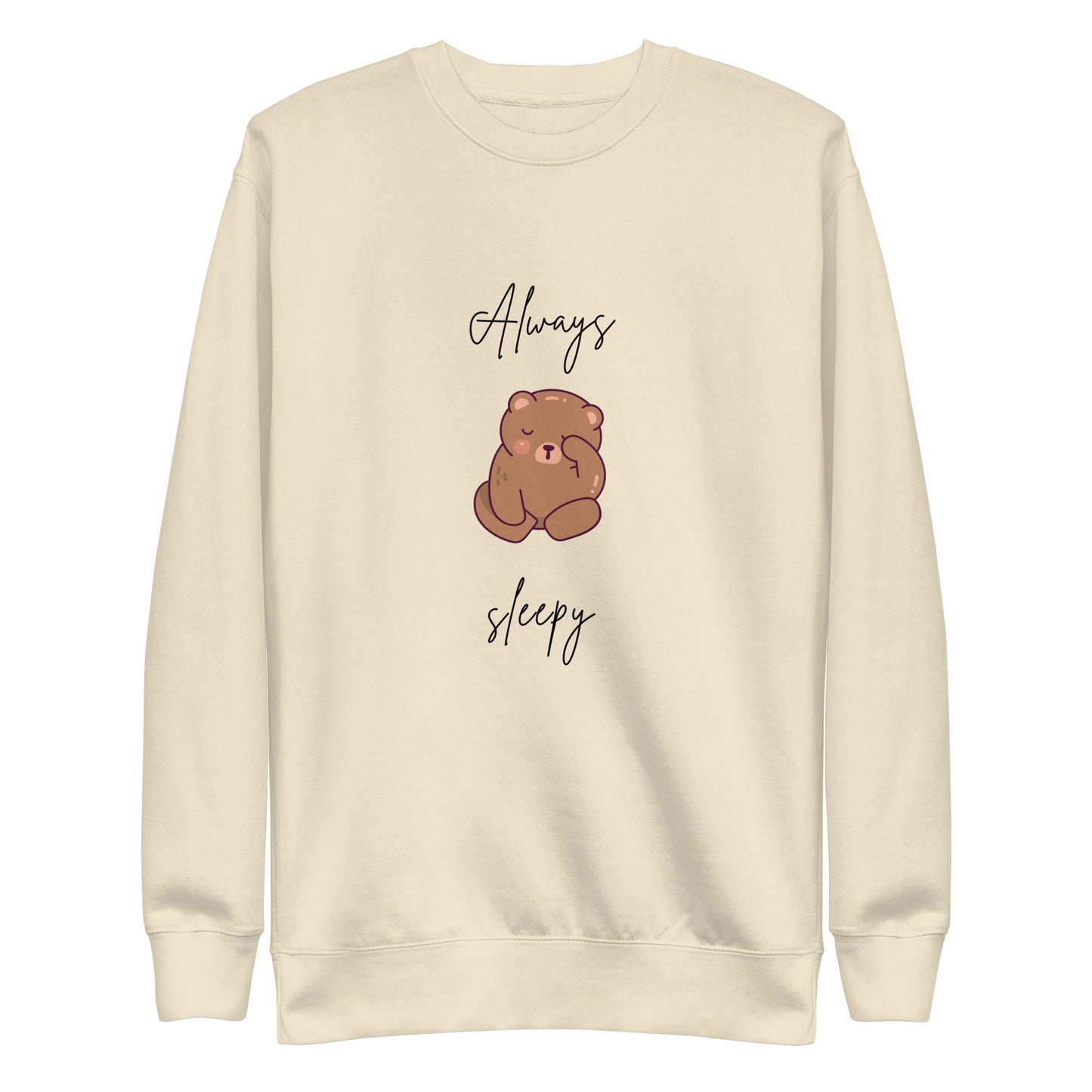 Nightcall Sweatshirt - Left Placement image 9: Navy Blazer version, size L with front view of the Always Sleepy range.